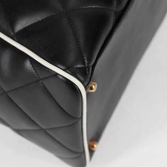 CHANEL Matelasse Boston Bag Calf Skin Black CC Auth 127925V - Picture 9 of 15